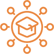 graduation cap with network nodes icon