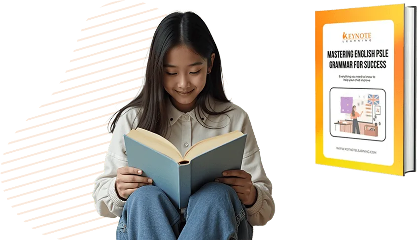 girl reading book with psle guidebook