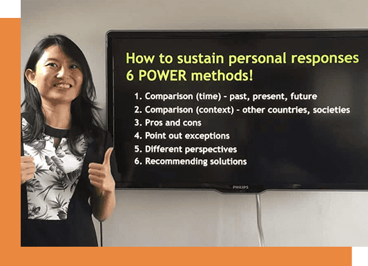 teacher presenting six methods on screen