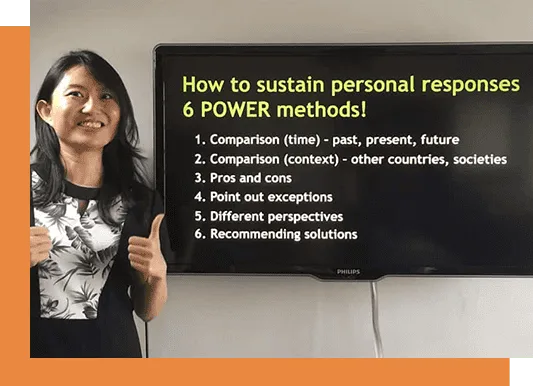 teacher presenting six methods on screen